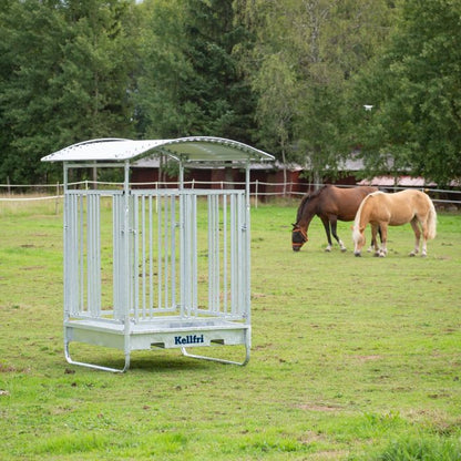 Foderhæk med gitterlåge til heste, 8 pladser