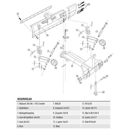Dozerblad 2,3 m, inkl. hjul